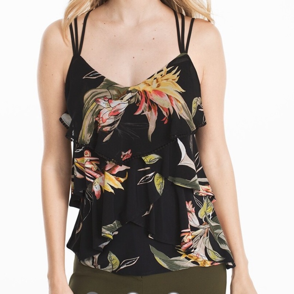WHBM Tiered Floral Print Tank Top